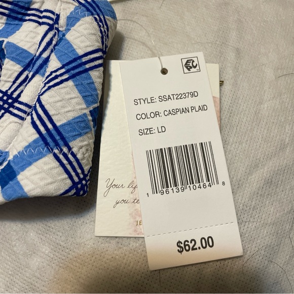 jessica simpson tie front captain plaid bikini top Size LD - Picture 3 of 4